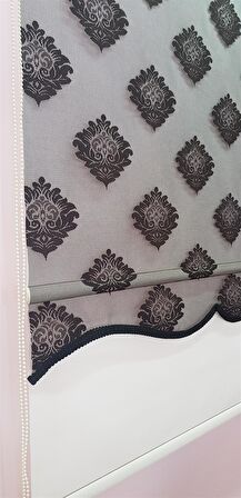 Çift Mekanizmalı Siyah Tül Perde ve Ekru Stor Perde STB45239-V107