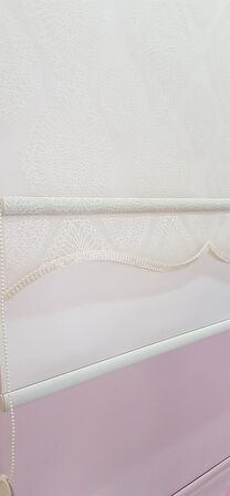 Çift Mekanizmalı Ekru Tül Perde ve Ekru Stor Perde STB45240-V108