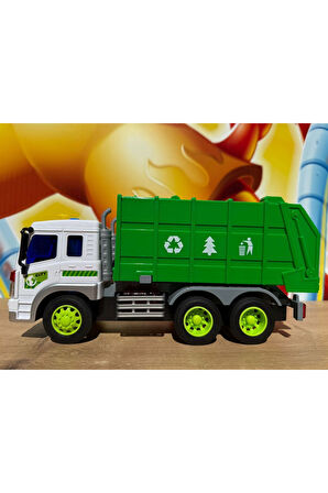 Oyuncak Geri Dönüşüm Aracı Çöp Kamyonu 4 Farklı Ses Sürtmeli Kapağı Açılır Büyük Boy 28Cm