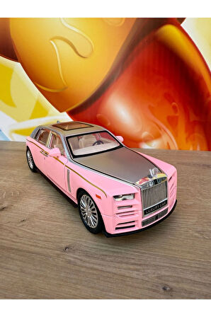 Rolls Royce Sweptail 1:24 Ölçek Sesli Ve Işıklı Metal Çek Bırak Oyuncak Araba 23 CM PEMBE