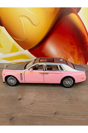Rolls Royce Sweptail 1:24 Ölçek Sesli Ve Işıklı Metal Çek Bırak Oyuncak Araba 23 CM PEMBE