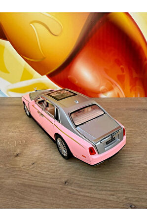 Rolls Royce Sweptail 1:24 Ölçek Sesli Ve Işıklı Metal Çek Bırak Oyuncak Araba 23 CM PEMBE