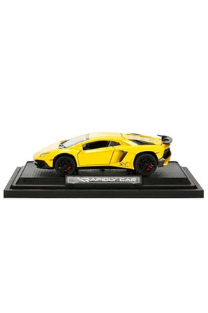 1:32 Sesli ve Işıklı Lamborghini Die Cast Model Araba ve Tamir Atölyesi Seti Lamborghini Sarı