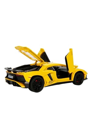 1:32 Sesli ve Işıklı Lamborghini Die Cast Model Araba ve Tamir Atölyesi Seti Lamborghini Sarı