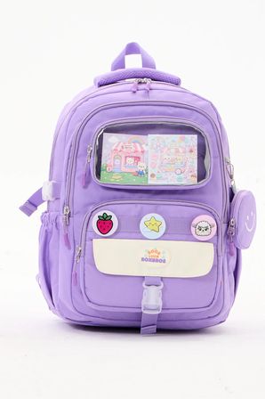 Kawaii 3'lü İlkokul Okul Çantası Seti Lila Kız Çocuk Beslenme Çantalı Kalemlikli