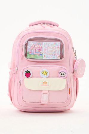 Kawaii 3'lü İlkokul Okul Çantası Seti Pembe Kız Çocuk Beslenme Çantalı Kalemlikli