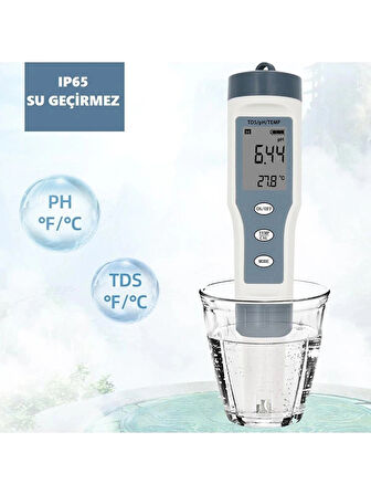 Tds 3 In 1 Ph Sıcaklık Tds Ölçer Led’li Sıcaklık Göstergeli Su Test Cihazı 3ın1 Tds Ph Sıcaklık Ölçer