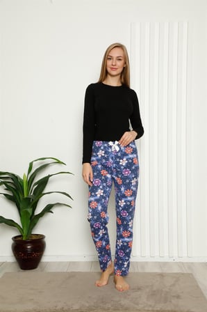 Moda Çizgi Kadın Alt Pijama Lacivert