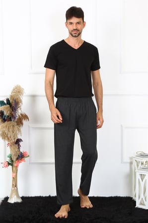 Moda Çizgi Erkek Pamuk Antrasit Tek Alt Pijama 27495