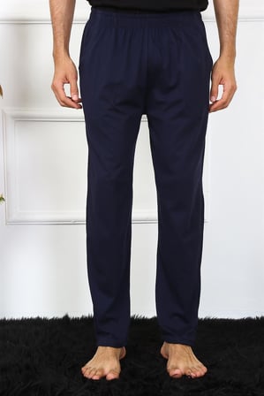 Moda Çizgi Erkek Pamuk Lacivert Tek Alt Pijama 27495