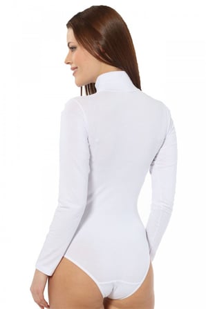 Moda Çizgi Bayan Uzun Kol  Boğazlı Çıtçıtlı Body 260 Beyaz