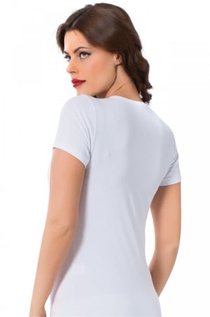 Moda Çizgi Bayan Kısa Kol Body 232B Beyaz