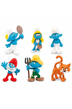 Şirinler 6'lı Figür Seti 5'5 Cm Şirinler Oyuncak 6 lı Karakter Figür Seti Oyuncakları Smurfs 2