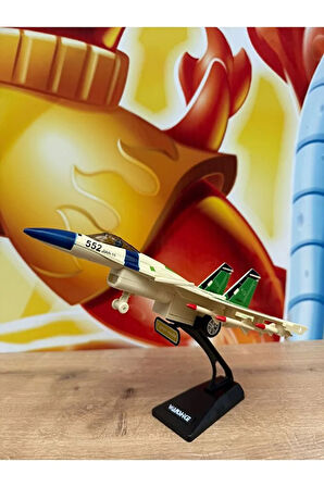 F16 Uçak Çekbırak Sesli Işıklı Jarjlı F16 Uçak Dumanlı (Buhar Atar) Standlı METAL F16 Savaş Uçağı
