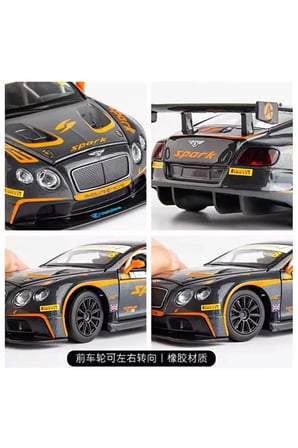 BENTLEY CONTINENTAL GT3 DİECAST MODEL ARABA BENTLEY GT3 MODEL ARABA GRİ 1:24 ÖLÇEK