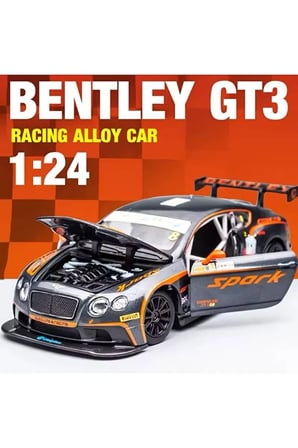 BENTLEY CONTINENTAL GT3 DİECAST MODEL ARABA BENTLEY GT3 MODEL ARABA GRİ 1:24 ÖLÇEK