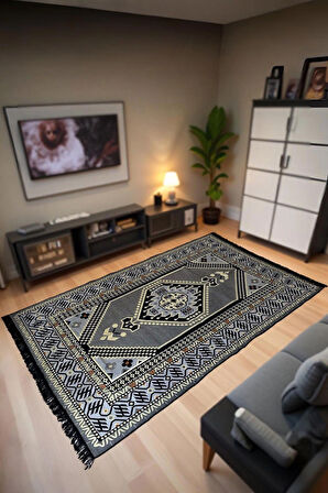 Şark Köşesi Kilim Halı Balkon ve Salon İçin Dekoratif Yıkanabilir Oturma Oda Halısı