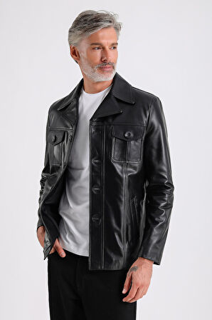 Ramos Erkek Siyah Safari Deri Mont