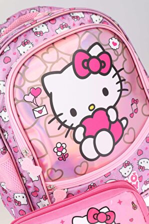 YENİ SEZON LİSANSLI HELLO KITTY'NIN PIRILTILI DÜNYASI ÖZEL KOLEKSİYON OKUL ÇANTASI VE KALEM ÇANTASI SETİ