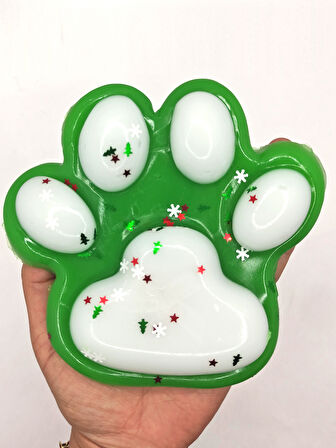 Dev Pati Squishy Taba Squishy Kedi Pati Sıkma 14 cm Pullu Pati Sukuşi - Yeşil