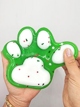 Dev Pati Squishy Taba Squishy Kedi Pati Sıkma 14 cm Pullu Pati Sukuşi - Yeşil