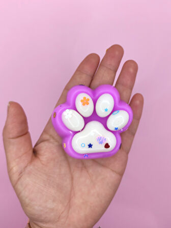 Pati Taba Squishy Kedi Pati Sıkma 7 cm Pullu Pati Sukuşi - Mor/Beyaz
