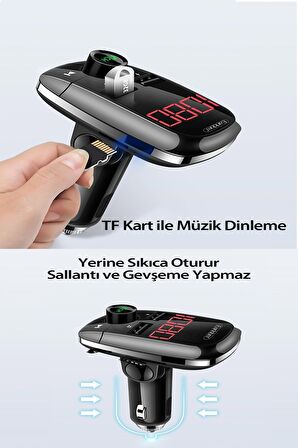 Fuchsia M55 Bluetooth USB3.0 PD Hızlı Şarj Dijital FM Transmitter