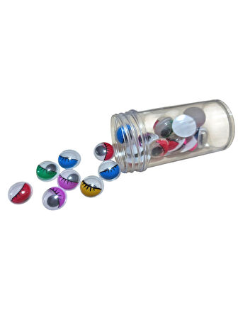 10 mm Renkli Kirpikli Oynargöz Oynayan Göz ,Oynar Göz - 1 Adet