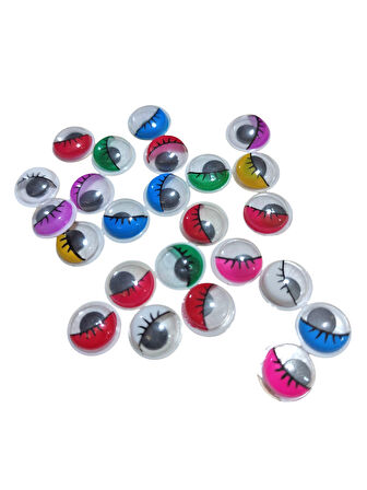 10 mm Renkli Kirpikli Oynargöz Oynayan Göz ,Oynar Göz - 1 Adet
