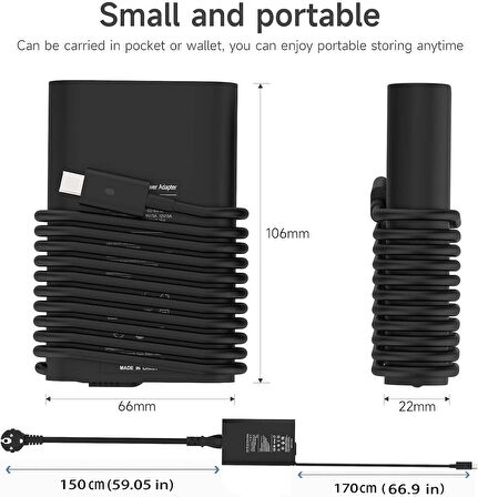 Dell Latitude 11 7212 12 5285 5289 5290 7275 14 5490 7410 7490 USB C Güç Adaptörü 65W Dizüstü Bilgisayar Şarj Kablosu