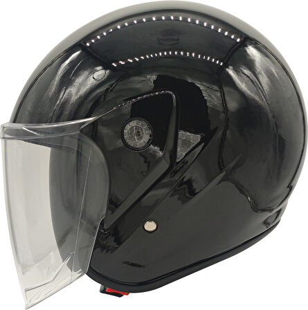 Motosiklet Kaskı Parlak Siyah Motor Kask Yarım Açık Kask Geniş Açı Abs Kabuk Malzeme Motor Kask L-XL