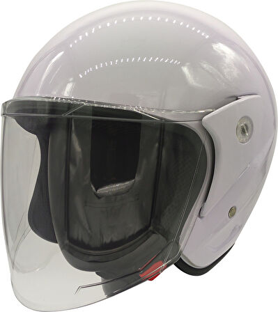 Motosiklet Kaskı Parlak Beyaz Motor Kask Yarım Açık Kask Geniş Açı Abs Kabuk Malzeme Motor Kask L-XL