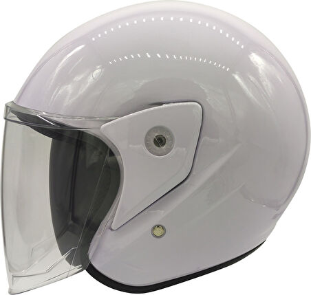 Motosiklet Kaskı Parlak Beyaz Motor Kask Yarım Açık Kask Geniş Açı Abs Kabuk Malzeme Motor Kask L-XL