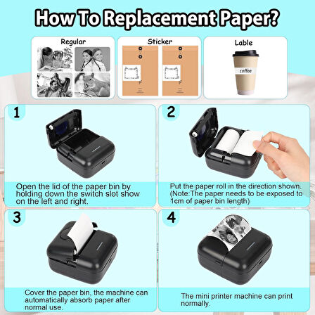 Mini Fotoğraf Resim Yazıcı Kablosuz Etiket Yazıcı Baskı Makinesi Ios Android Uyumlu Termal Printer