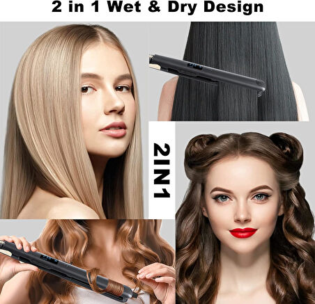 Saç Düzleştirici Maşa 2'si 1 arada Saç Düzleştirici Saç Maşası 7 Sıcaklık Kademesi 100 / 230℃ Ayarlı