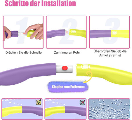 Egzersiz Çemberi 8 Parçalı Ayarlanabilir Ağırlıklı 1KG 72/85/95 cm Bel Bölgesi Spor Aleti