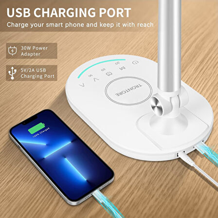 Lüx LED Çalışma Masa Lambas Göz Yormayan 10 Farklı Kademe Ayarı Usb Çıkış Özellikli Gece Lambası