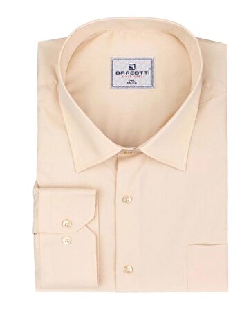 Erkek Büyük Beden 118-191 Kilo Arası İçin Uygun Cepli Klasik Gömlek Bej