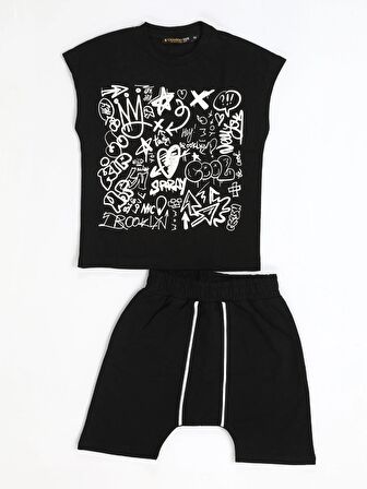 Black Graf Harem Erkek Çocuk Şort Takım