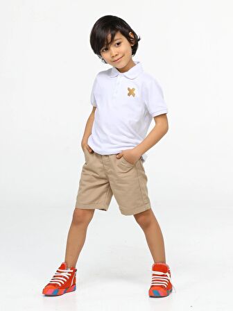 Casa Bej Gabardin Şort + Polo Tshirt Takım