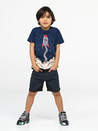 Rocket Denim Şort + T-Shirt Takım