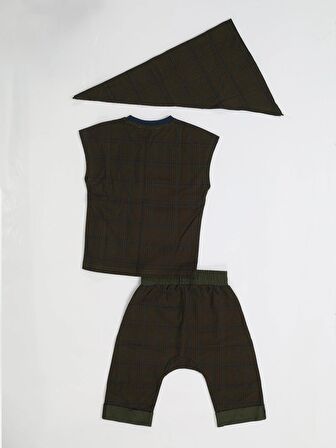 Star Khaki 3'lü Tshirt + Kapri +Bandanalı Takım 