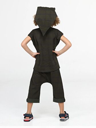 Star Khaki 3'lü Tshirt + Kapri +Bandanalı Takım 