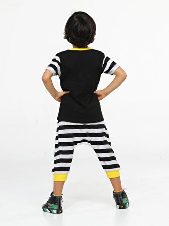 Rocker Çizgili Kapri + T-shirt Takım