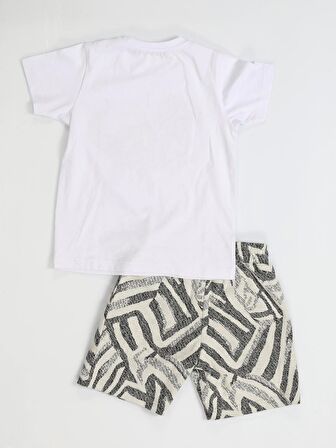 Siyah Desenli Dino Şort TakımTakım