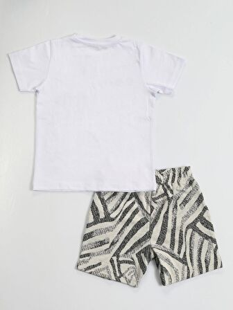 Gen-ius Siyah Desenli Erkek Çocuk Şort Takım