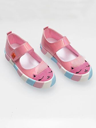 Pembe Rugan Simli 3d Kız Babet Sneakers