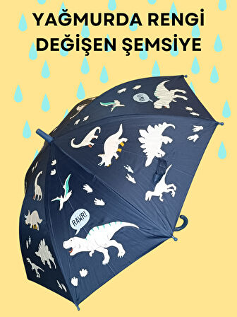 Yağmurda Rengi Değişen Lacivert Erkek Çocuk Şemsiye