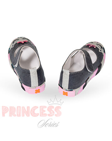 Prenses Parlak Denim Kız Çocuk Babet