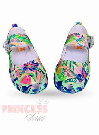  Çiçek Desenli Ortopedik Kanvas Kız Çocuk Babet